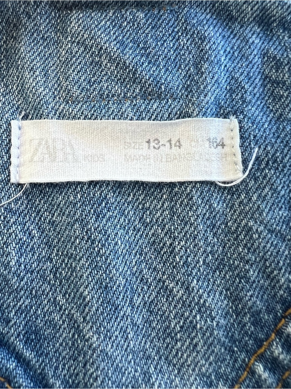 Zara Kids Denim Overall Dress Size 13-14 (164) Blue Jean Pinafore - Picture 4 of 6
